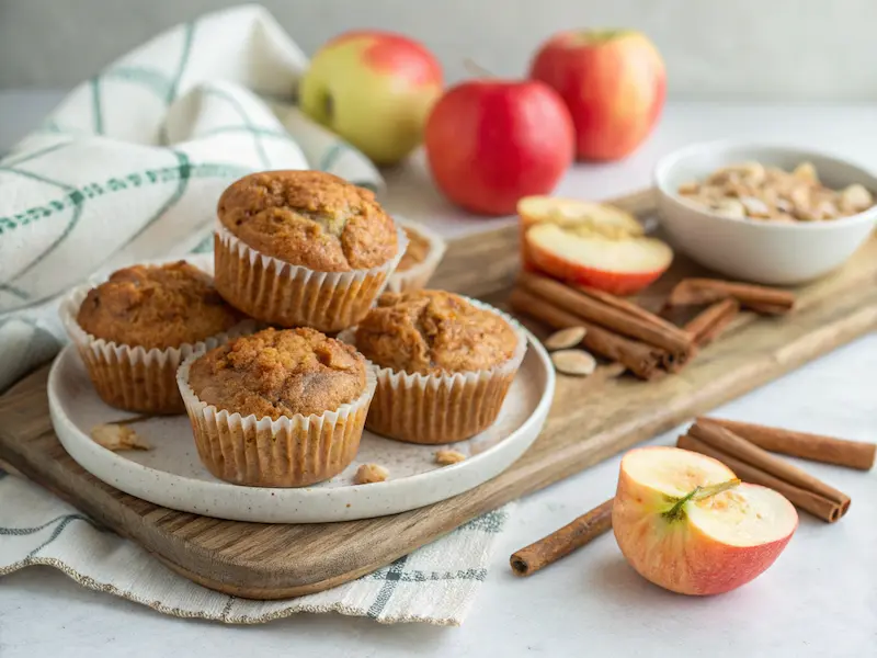 Apple Cinnamon Muffins for toddlers, sweetened with applesauce, perfect toddler breakfast muffins with no added sugar.