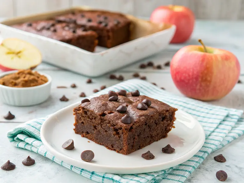 "Healthy applesauce chocolate snack cake for toddlers, naturally sweetened and low in sugar."