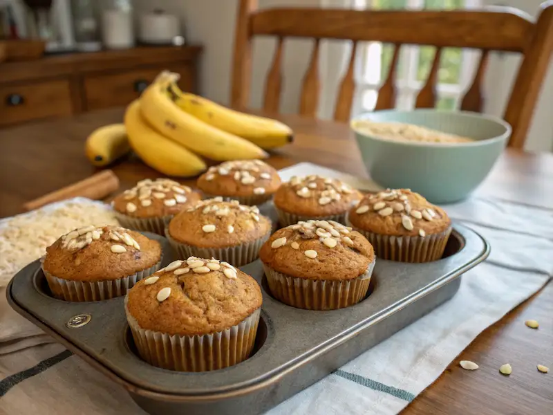 Banana Oat Muffins for toddlers, naturally sweetened and gluten-free, perfect toddler breakfast muffins.