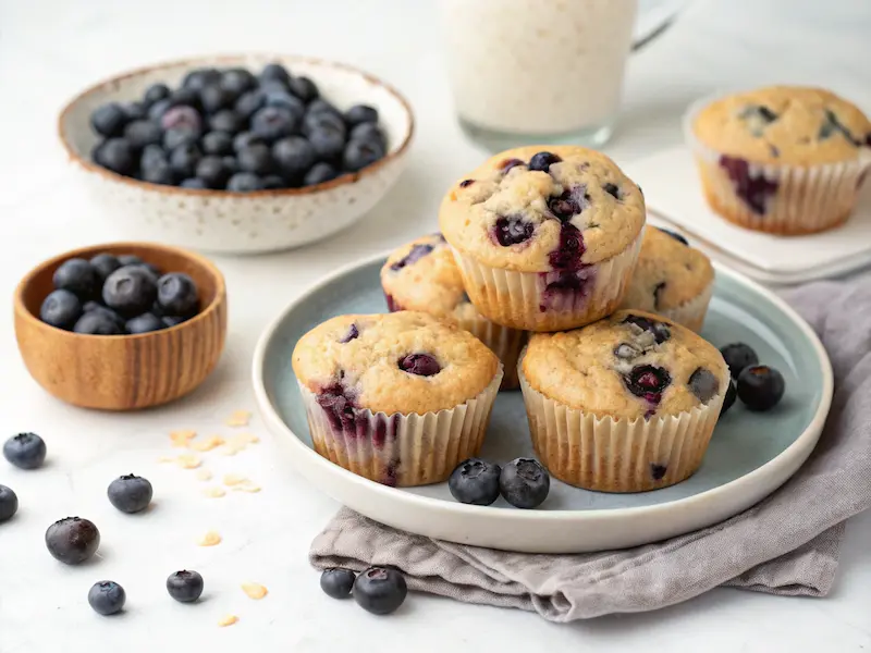 Blueberry Yogurt Muffins for toddlers, rich in protein and bursting with blueberries—perfect toddler breakfast muffins.