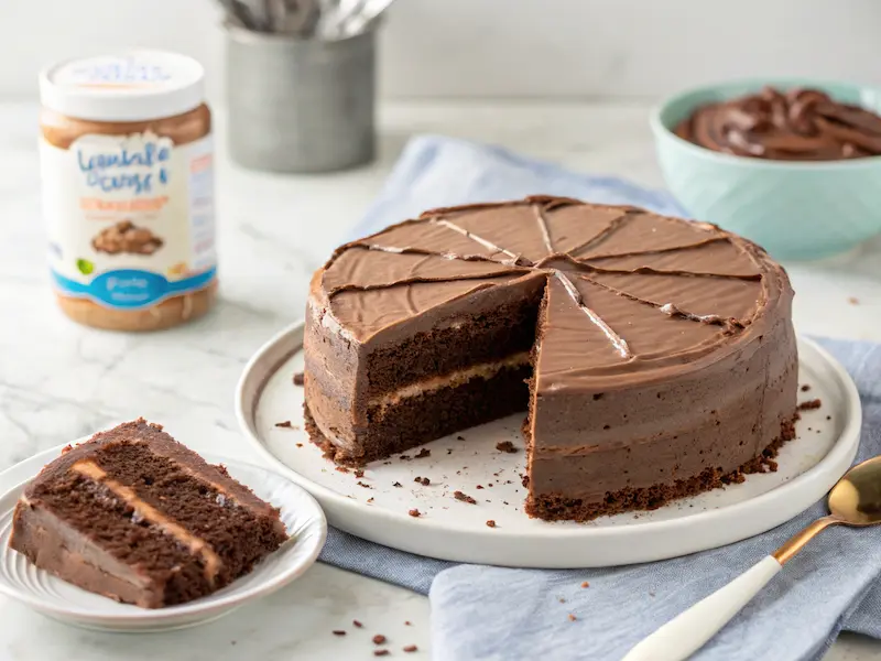"Eggless chocolate cake with Greek yogurt for toddlers, moist and protein-packed for a healthy treat."