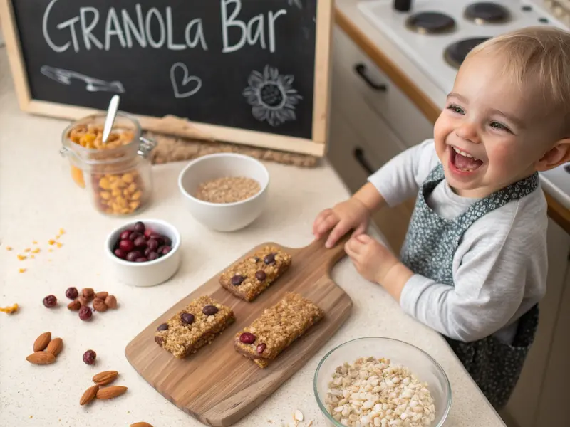 "Healthy toddler granola bar recipe with oats, seeds, and natural sweeteners."