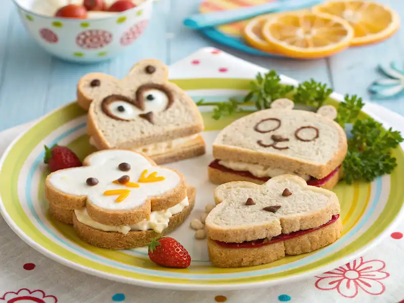 Animal-Shape Sandwich Bites—wholesome toddler snacks cut into fun animal designs to encourage playful and healthy eating.