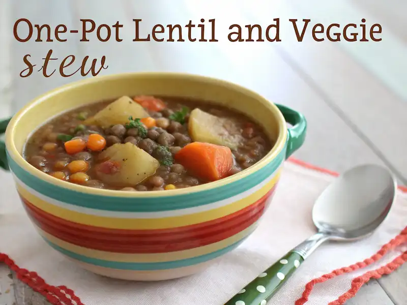 One-Pot Lentil and Veggie Stew, a hearty, iron-rich meal perfect for toddlers, served in a bowl with vegetables and lentils.