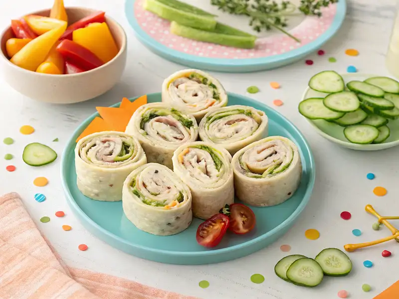 "Turkey and cheese pinwheels – a fun, easy-to-make lunch option for kids packed with protein and perfect for school."